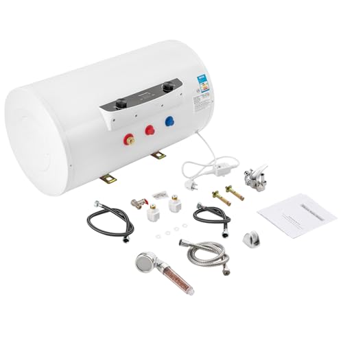 70L Elektrospeicher Wassererhitzer Elektroboiler Set, 220v Elektrischer Tank-Wassererhitzer Durchlauferhitzer mit Handbrause & Schlauch Horizontal Boiler Edelstahlheizelement 25–75°C IPX4 von Brride