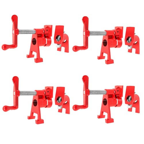4 Pcs Rohr-Schraubzwinge, 3/4 Zoll Metallklammer Rohrklemmen Rohrzwingen Holzklammer Korpuszwinge DIY Handwerkzeug Kit für Holzbearbeitung, Schlauch, Rohr, Kabel von Brride
