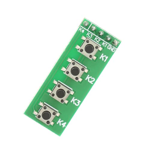 Brrnoo 4-Tasten-Tastenmodul AVR STM32 ARM PIC C51 NRF24LE1 Kompatibel, GND K1 K2 K3 K4, Mikrocontroller-Input Module für Entwicklung und Projektanwendungen Brrnoo 4-Tasten-Tastenmodul AVR STM32 ARM PIC C51 NRF24LE1 Kompatibel, GND K1 K2 K3 K4, Mikrocontroller-Input Module für Entwicklung und Projektanwendungen von Brrnoo
