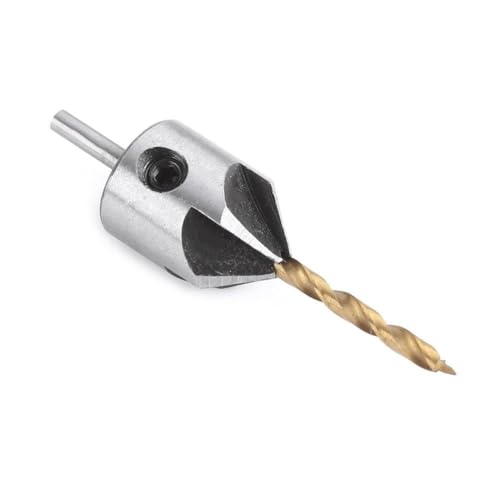 Brrnoo Countersink -Bohrer -Bit Set, Holzbearbeitungswerkzeuge mit Hex Schlüssel Countersink Bohrmaschine Bit Carpentry Holzbearbeitung Langweiliges Werkzeug Runde Schaft Bohrer für Holzbearbeitung von Brrnoo