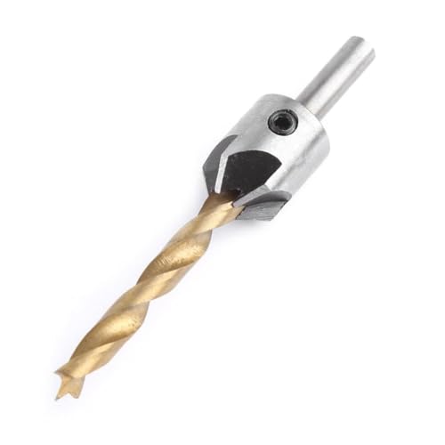 Brrnoo Countersink -Bohrer -Bit Set, Holzbearbeitungswerkzeuge mit Hex Schlüssel Countersink Bohrmaschine Bit Carpentry Holzbearbeitung Langweiliges Werkzeug Runde Schaft Bohrer für Holzbearbeitung von Brrnoo