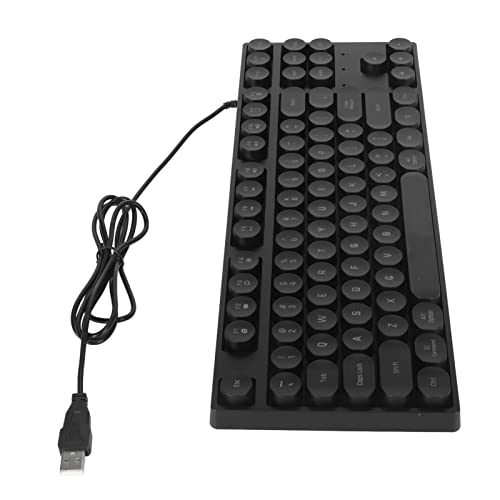 Brrnoo Gaming-Tastatur, USB, Rund, 87 Tasten, Bunte Hintergrundbeleuchtung, Ergonomische Mechanische Touch-Tastatur mit Kabel, für Desktop-Laptop-PC (Schwarz) von Brrnoo