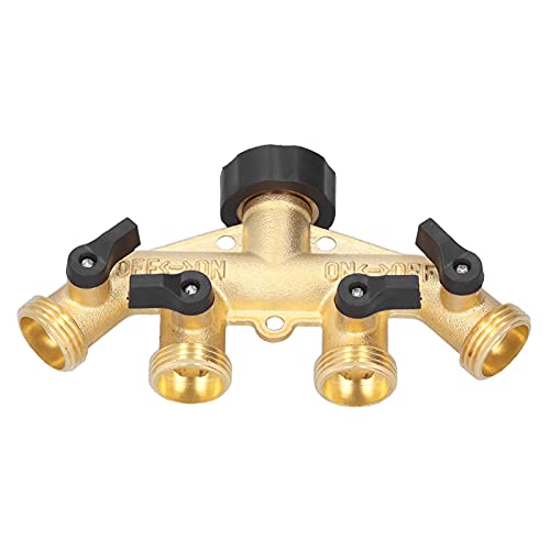 Brrnoo Gartenschlauchsplitter, Schlauchadapter 6.5x3.1in 4 Wasserauslässe G3/4 Messing -Wasseranlagen für Gießen von Blumenbeeten, Rasenflächen von Brrnoo