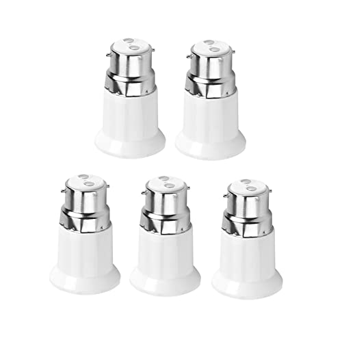 Brrnoo Glühbirnen -Sockeladapter, Glühbirnen -Konverter Sockel Glühbirnenadapter Lampenhalter 5pcs B22 Männlich zu E27 Weiblicher Sockel Basis Deckenlüftungslüftel Adapter Sockelkonverter von Brrnoo