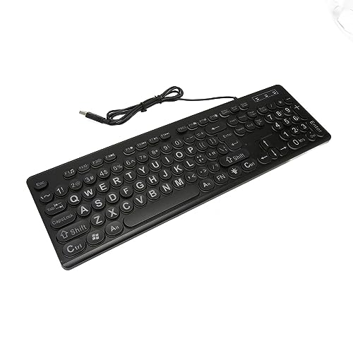 Brrnoo Große Drucktastatur, Kabel-Tastatur mit Hintergrundbeleuchtung, 104 Taste, Verdrahtete Tastatur, Großdrucktasten, Standardtastatur von Brrnoo