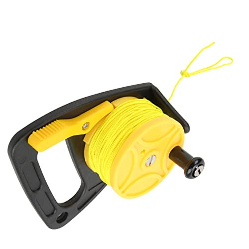 Brrnoo Handfischerei Nylon-Faden Tauchrollenseilrolle mit Daumenstopper für Schnorcheln und Tauchen, Gelbes Rad, Robust und Widerstandsfähig von Brrnoo