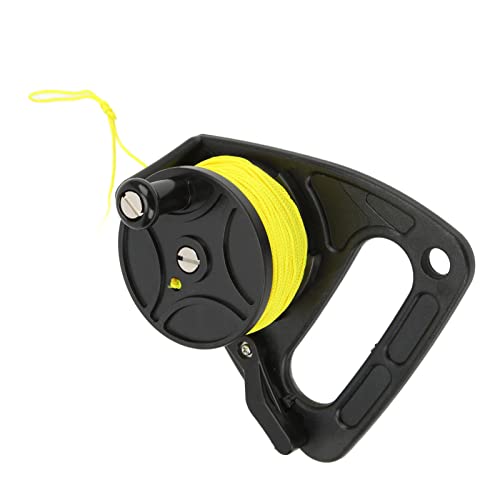 Brrnoo Handfischerei, Nylon Faden Tauchrollenseilrolle, Schnorcheln Ausrüstung, Daumenstopper, Schwarzes Rad, Hochwertige Rolle für Unterwasseraktivitäten von Brrnoo
