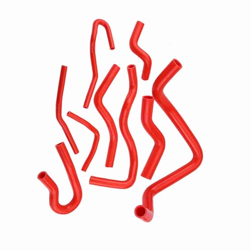 Brrnoo Kühlerschlauchkit, Silikonkühlerschlauch-Kit Silikon 9PCS Kühlerschläuche für D15 D16 SOHC EG/EK 1992-2000 (Rot) von Brrnoo