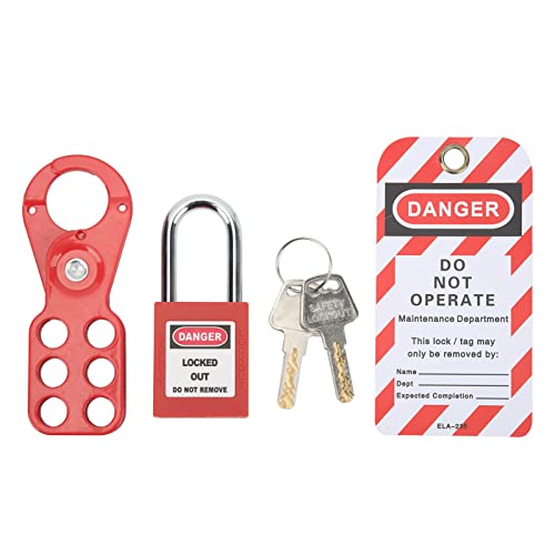 Brrnoo Lockout -Kit, Lock Out Kit Safety HaSP Padlock Loto Tag Keys Manipulations -Lockout Tagout Werkzeug Set Industriegeräte (1 Zoll/25 mm Schäkel) von Brrnoo