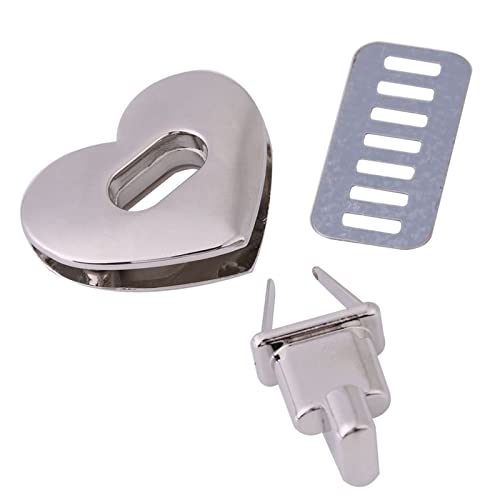 Brrnoo Metall -Drehschlösser Verschluss, Herzförmiger Metallverschluss Turn Lock Twist Lock 2 Farben 5 Sets Twist Casts Hardware Handtasche Bag Accessoire (SILVER) von Brrnoo