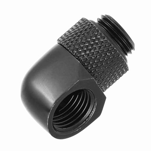 Brrnoo PC -Wasserkühlung Zwei -Touch CPU Flüssigkeit G1/4 Gewinde Ellbogen Barb Stecker Chrom Plattierung 90 ° Wasserkühlungskit für PC Röhre (BLACK) von Brrnoo