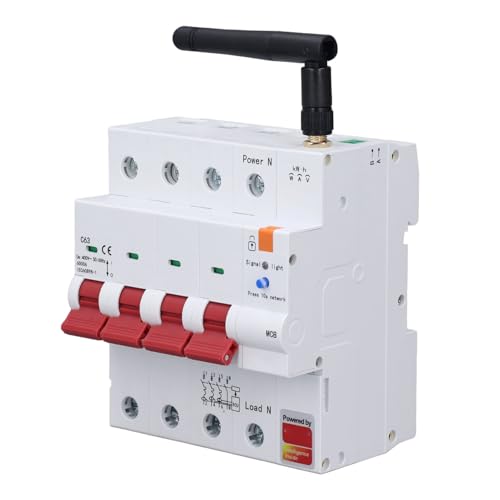 Brrnoo Smart Circuit Breaker, Breaker mit Timer mit Timer Switch Mobile App Fernbedienungssteuerung 4p 63A Messschalter WiFi Circuit für Smart (AC400V) von Brrnoo