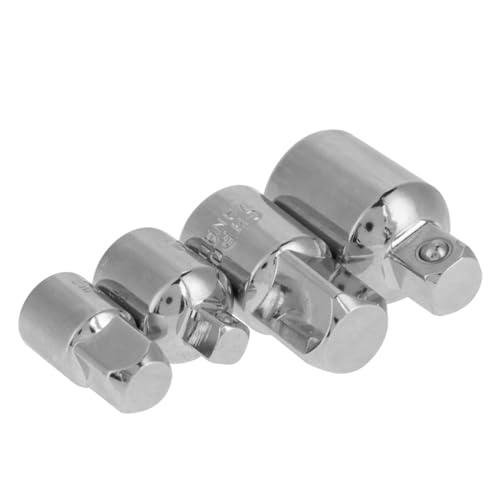 Brrnoo Socket -Adapter -Set, Impact Adapter 1/2in 3/8in 1/4in 4pcs Chrom Vanadium Stahlstock Reduzierer Impact Set für Verschiedene Steckdosen (SILVER) von Brrnoo
