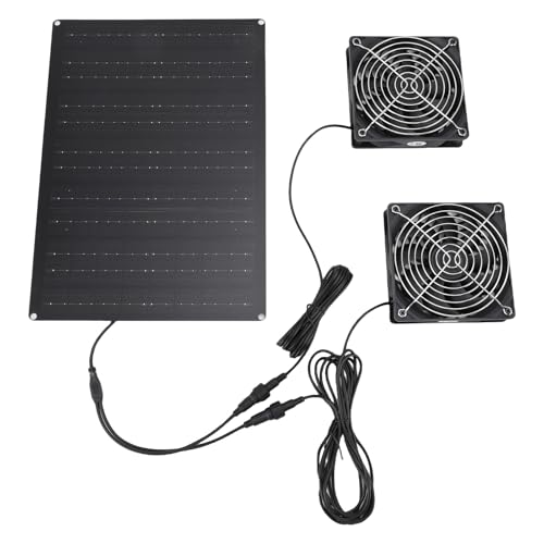 Brrnoo Solarlüfter, Greenhouse -Lüfter mit IPX7 -Abdichtungsablüftungslüfter 75W 3000 Bis 4000 U/Min Solar Angetriebener Dual Lüfter Kit Solar Abgas für Pet House von Brrnoo