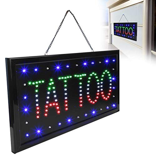 Tattoo Shop LED Schild, Tattoo Shop LED Leuchtreklamen, Tattoo Piercing Store Offenes Schild mit Kettenzubehör von Brrnoo