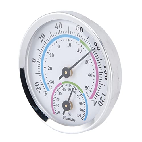 Brrnoo Temperatur- und Luftfeuchtigkeitsmonitor, Raumthermometer Innenthermometer Hygrometer Clear Scale Silber -Luftfeuchtigkeit Monitor Feuchtigkeitsmonitor für Gewächshäuser von Brrnoo