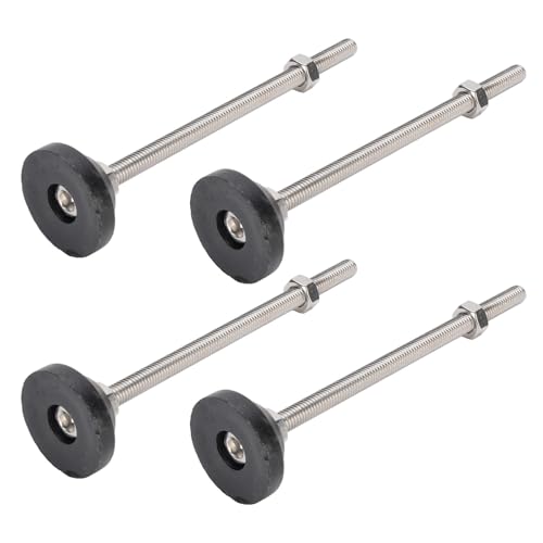 Brrnoo Verstellbare Füße, 100mm Höhe, Selbstnivellierend, Rund, Schwarz, Stabil für Tische & Stühle, Hochleistungsstufe mit 4pcs Level, Möbelniveau Adjustable Feet von Brrnoo