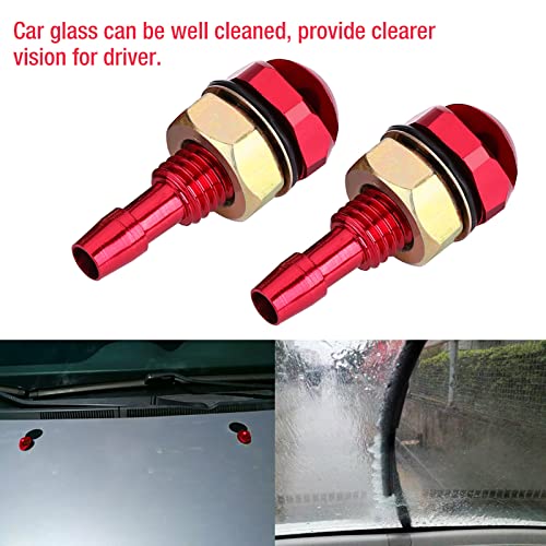 Brrnoo Windschutzscheibe Sprühdüse, Windschutzscheibe Wischerdüse Auto Auto Vorne 2pcs Universal Aluminiumlegierung Autowischer Düse Sauberes Werkzeug (Rot) von Brrnoo