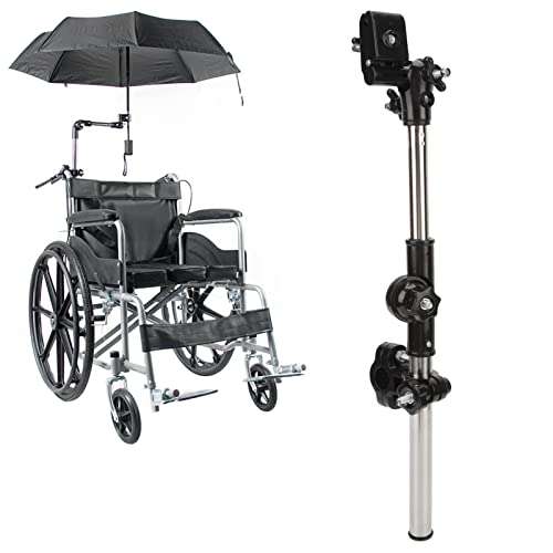 Regenschirmhalterung,Schirmständer, Rollstuhl-Regenschirmhalter, Faltbarer Edelstahl-Regenschirm-Halterung, Golfschirmhalter für Trolley, Rollstuhl-Regenschirm-Klemme, Fahrrad-Regenschirm-Halterung von Brrnoo