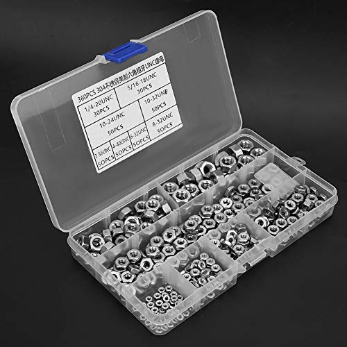 Sechskantmuttern Edelstahl - Hardware-Muttern UNC-Muttern, Amerikanisches System, Grobes Gewinde, 360 Stück, Befestigungselemente von Brrnoo