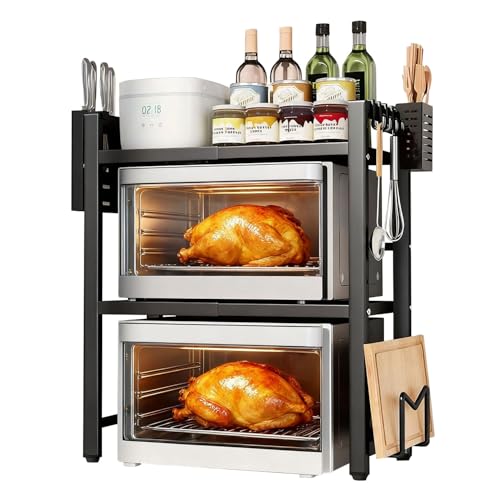 Brstheco Brsheco Mikrowellen Regal,Einzelboden Doppelboden küchenregal Eisen,Mikrowellenregal geeignet für Arbeitsplatte küche,Regal küche,Schwarz,Weiß (Schwarz, 3 stufiges) von Brstheco