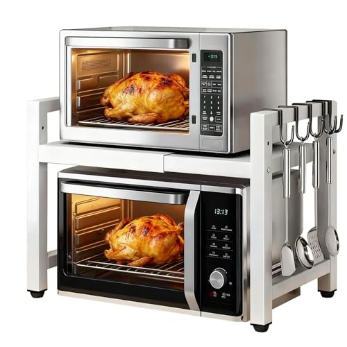 Brstheco Brsheco Mikrowellen Regal,Einzelboden Doppelboden küchenregal Eisen,Mikrowellenregal geeignet für Arbeitsplatte küche,Regal küche,Schwarz,Weiß (Weiß, 2 stufiges) von Brstheco