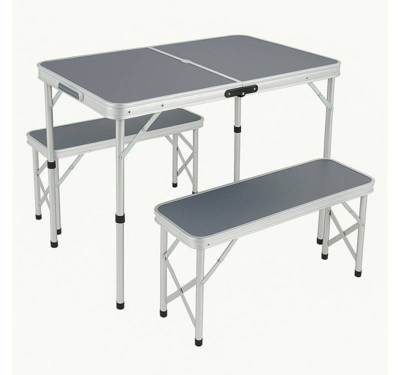 BruKa Campingtisch Set GREEN HILL Klapptisch Bank Aluminium Campingtisch, klappbar Koffertisch von BruKa