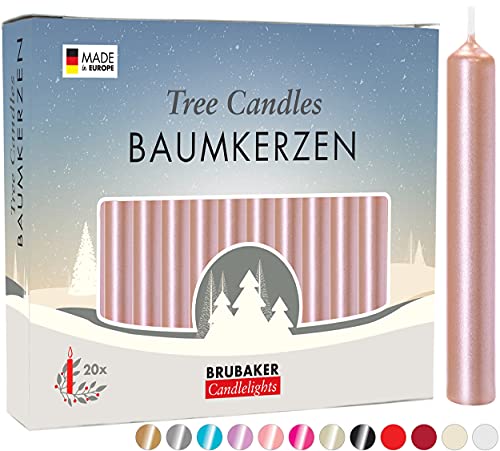 BRUBAKER 200er Pack Baumkerzen Wachs - Weihnachtskerzen Pyramidenkerzen Christbaumkerzen - Roségold von BRUBAKER