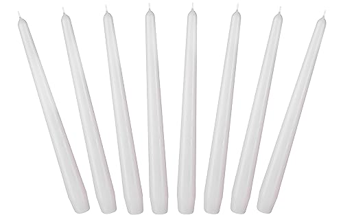 BRUBAKER 24 cm Spitzkerzen für Kerzenständer und Kerzenhalter - 8 Stück - lange, tropffreie Deko Kerzen mit langer Brenndauer - Leuchterkerzen Set Weiß von BRUBAKER