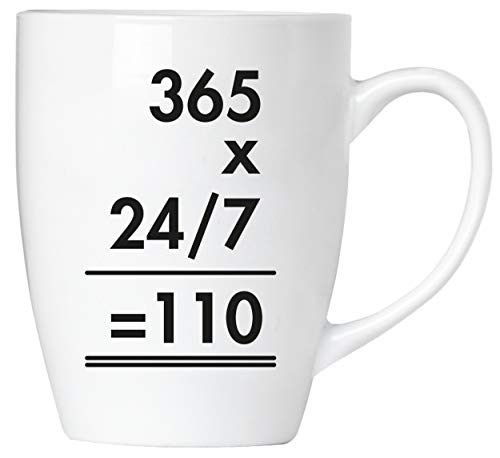 BRUBAKER - 365 x 24/7 = 110 Polizei - Kaffeetasse aus Keramik - 300 ml - Kaffeebecher von BRUBAKER