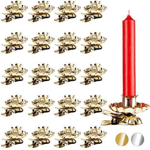 BRUBAKER 40er Pack Baumkerzenhalter für Weihnachtsbaum - Vintage Kerzenhalter Gold - Traditionelle Kerzenzwicker mit Clip von BRUBAKER