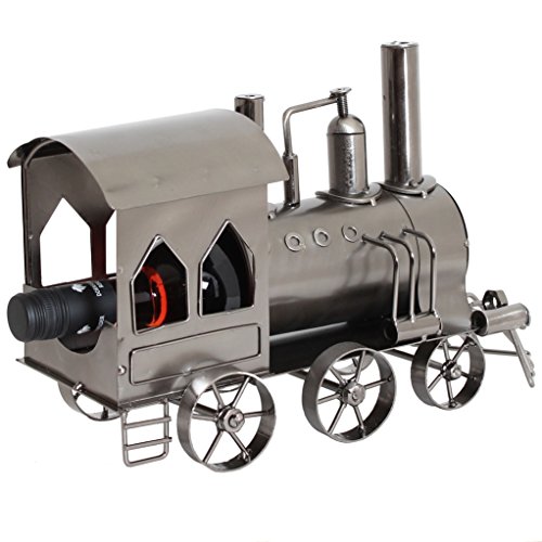 BRUBAKER Flaschenhalter Lokomotive Metall Skulptur Geschenk mit Geschenkkarte von BRUBAKER