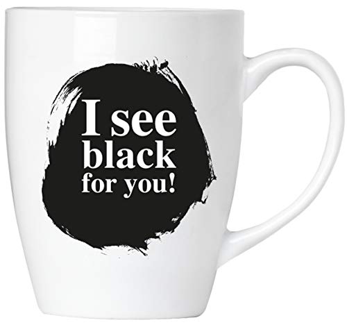 BRUBAKER - I See Black for You! - Kaffeetasse aus Keramik - 300 ml - Kaffeebecher von BRUBAKER