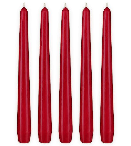 BRUBAKER Premium Spitzkerzen Dunkelrot - 5 Stück - bis zu 7,5 Stunden Brenndauer pro Kerze - 24 cm Tafelkerzen Set für Kerzenständer und Kronleuchter - Leuchterkerzen Halterkerzen von BRUBAKER