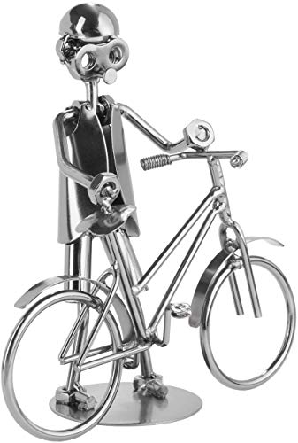 BRUBAKER Schraubenmännchen Fahrrad - Handarbeit Eisenfigur Metallmännchen - Metallfigur Geschenkidee für Fahrradfahrer und Fahrradverkäufer von BRUBAKER