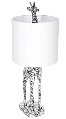 BRUBAKER Tisch- oder Nachttischlampe Giraffe Afrika - Tischleuchte mit Keramikfuß und Stoffschirm - 51.5 cm Höhe, Schwarz Weiß von BRUBAKER