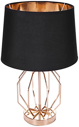 BRUBAKER Tisch- oder Nachttischlampe Vintage Gitter Muster - Moderne Tischleuchte mit Metallfuß - 45 cm Höhe, Gold Schwarz von BRUBAKER