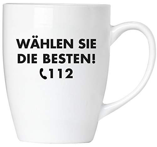 BRUBAKER - Wählen Sie die Besten! 112 Feuerwehr - Kaffeetasse aus Keramik - 300 ml - Kaffeebecher von BRUBAKER