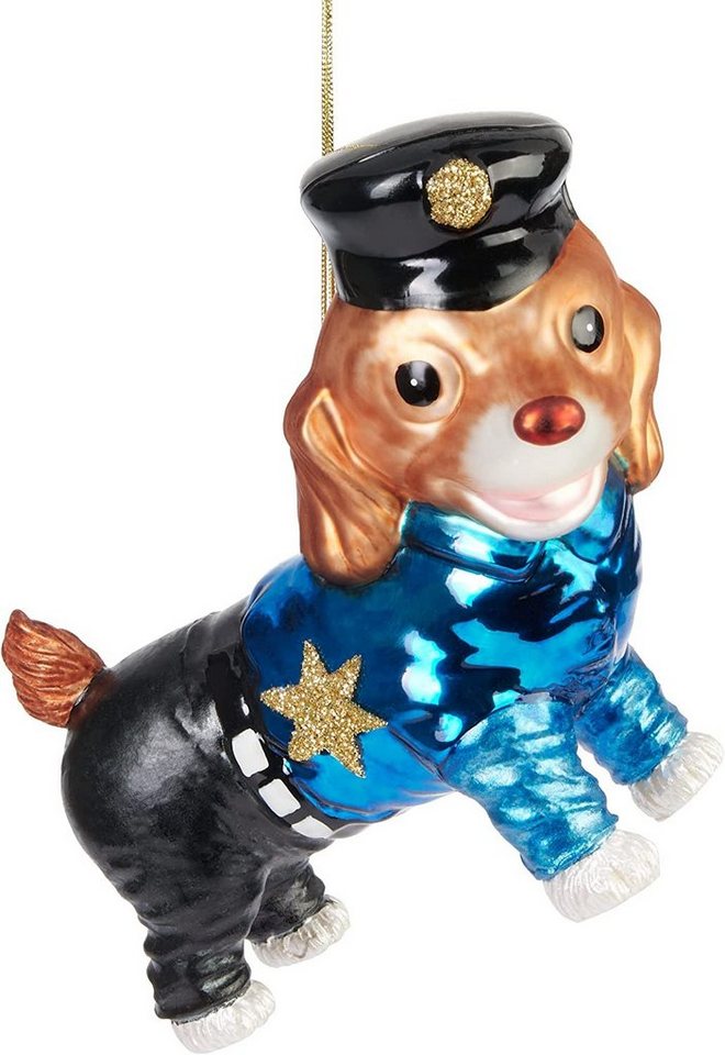 BRUBAKER Weihnachtsbaumkugel Polizeihund Weihnachtskugel aus Glas für Polizisten und Polizei (1 St), Christbaumschmuck Tier Figur Lustig Weihnachtsdeko von BRUBAKER