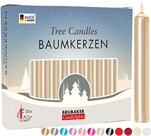 BRUBAKER 100er Pack Baumkerzen Wachs - Weihnachtskerzen Pyramidenkerzen Christbaumkerzen - Blassgold von BRUBAKER