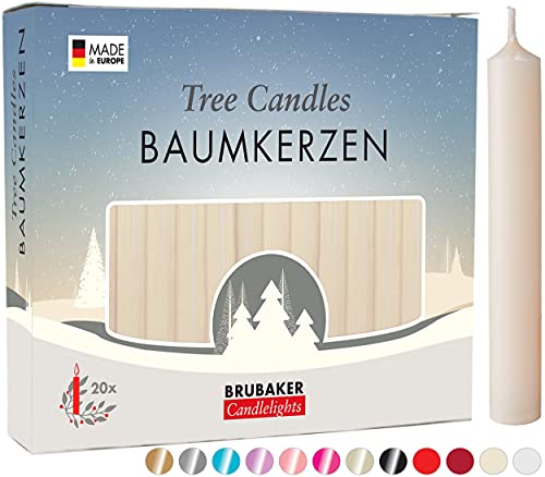 BRUBAKER 100er Pack Baumkerzen Wachs - Weihnachtskerzen Pyramidenkerzen Christbaumkerzen - Champagner von BRUBAKER