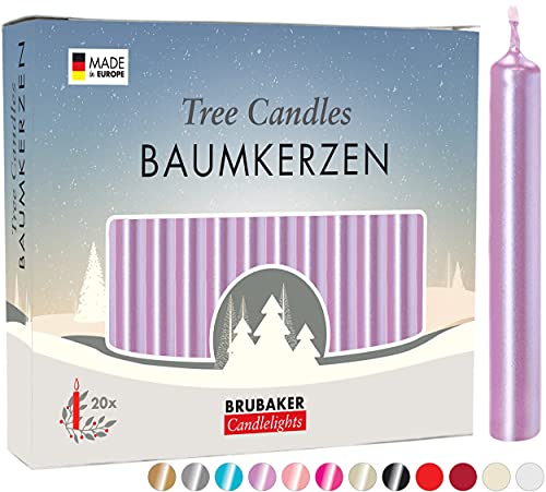 BRUBAKER 100er Pack Baumkerzen Wachs - Weihnachtskerzen Pyramidenkerzen Christbaumkerzen - Flieder von BRUBAKER