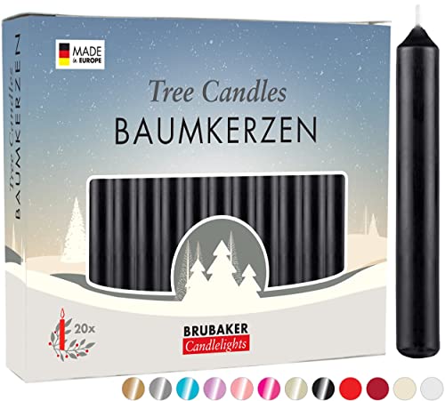 BRUBAKER 100er Pack Baumkerzen Wachs - Weihnachtskerzen Pyramidenkerzen Christbaumkerzen - Schwarz von BRUBAKER