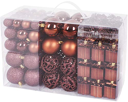 BRUBAKER 101-teiliges Premium Weihnachtskugel Set mit Baumspitze - Funkelnde Christbaumkugeln für den Weihnachtsbaum von BRUBAKER