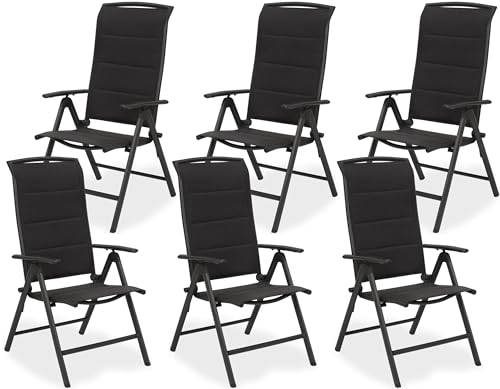 BRUBAKER 6er Set Gartenstühle Milano - Gepolsterte Klappstühle - 8-Fach verstellbare Rückenlehnen - Stühle aus Aluminium - Wetterfest - Anthrazit BRUBAKER 6er Set Gartenstühle Milano - Gepolsterte Klappstühle - 8-Fach verstellbare Rückenlehnen - Stühle aus Aluminium - Wetterfest - Anthrazit von BRUBAKER