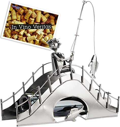 BRUBAKER Flaschenhalter Angler auf Einer Brücke Metall Skulptur Geschenk mit Geschenkkarte BRUBAKER Flaschenhalter Angler auf Einer Brücke Metall Skulptur Geschenk mit Geschenkkarte von BRUBAKER