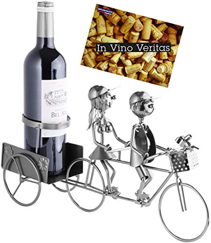 BRUBAKER Flaschenhalter Paar auf Tandem Fahrrad Metall Skulptur mit Geschenkkarte von BRUBAKER