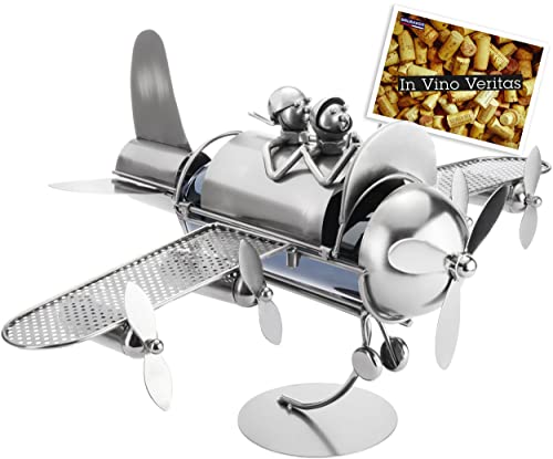 BRUBAKER Flaschenhalter Paar im Flieger Metall Skulptur Geschenk mit Geschenkkarte von BRUBAKER