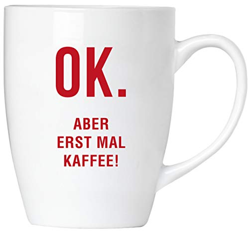 BRUBAKER - OK. Aber erstmal Kaffee. - Kaffeetasse aus Keramik - 300 ml - Kaffeebecher von BRUBAKER