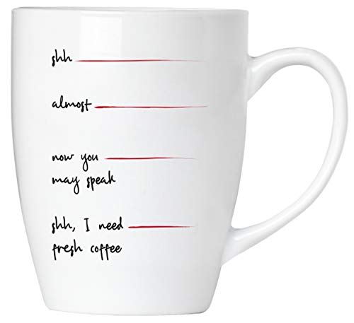 BRUBAKER - Shh, I Need Fresh Coffee - Kaffeetasse aus Keramik - 300 ml - Kaffeebecher von BRUBAKER